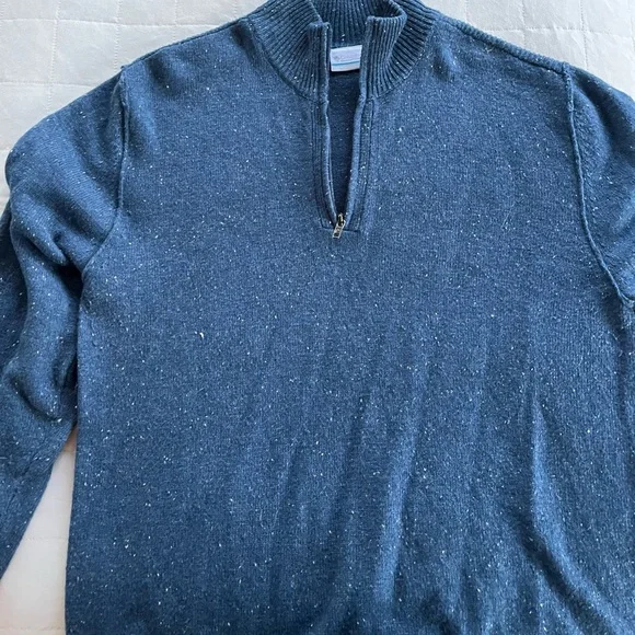 Columbia 1/4 Zip Wool Blend Sweater Blue Size Large - Picture 14 of 14